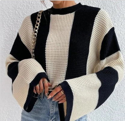 Oversized Women’s Knitted Sweater - Bell Sleeve, Chunky