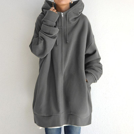 Warm Women Longline Hoodie - Oversized Fleece Layering