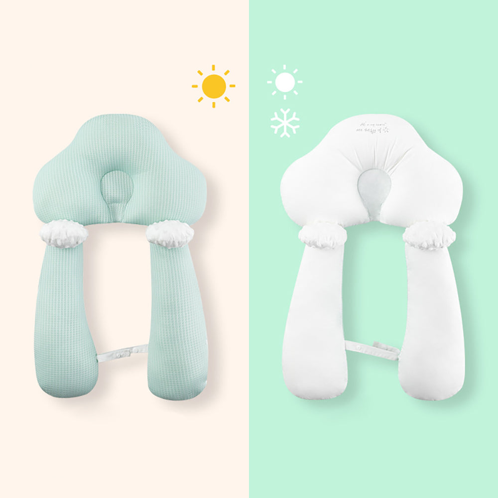 Organic Cotton U-Shape Baby Pillow - Soft & Safe Neck Support for Infants, Adjustable Hugbuddy Design for Cozy Sleep