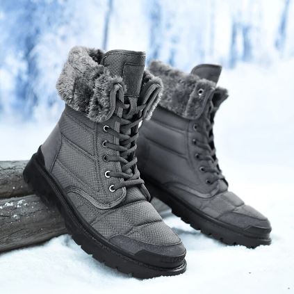 Botas de nieve impermeables para mujer - Tobillo con cordones, piel sintética