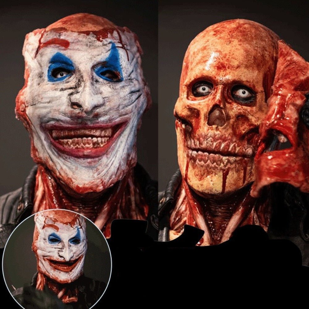 Creepy Full-Face Double Layer Halloween Mask - Terrifying Costume Accessory for Adults, Perfect for Parties and Events