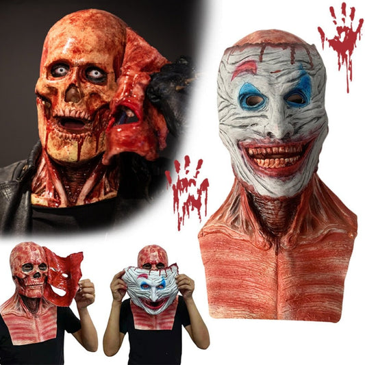 Creepy Full-Face Double Layer Halloween Mask - Terrifying Costume Accessory for Adults, Perfect for Parties and Events