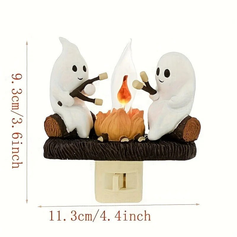 Ghostly Campfire Night Light - Flickering LED Halloween Decor for Spooky Ambiance in Bedrooms and Living Rooms