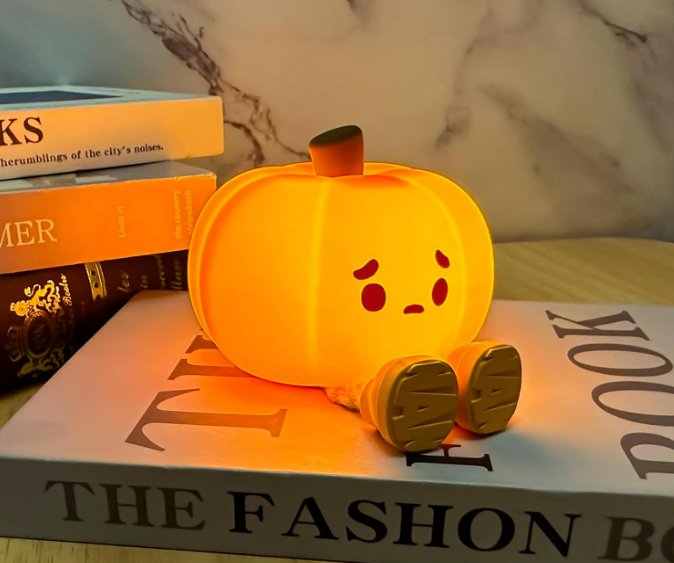 Silicone Pumpkin Night Light - Rechargeable, Adjustable Brightness Lamp for Halloween Decor, Safe Touch-Friendly Design for Kids