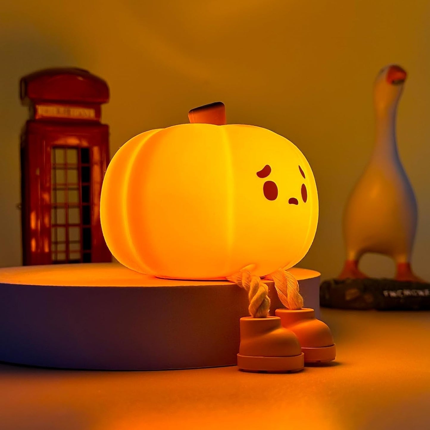 Silicone Pumpkin Night Light - Rechargeable, Adjustable Brightness Lamp for Halloween Decor, Safe Touch-Friendly Design for Kids