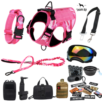 Tactical Dog Harness No-Pull With Front And Back D-Rings Quick-Release Buckles Top Handle Heavy-Duty Training