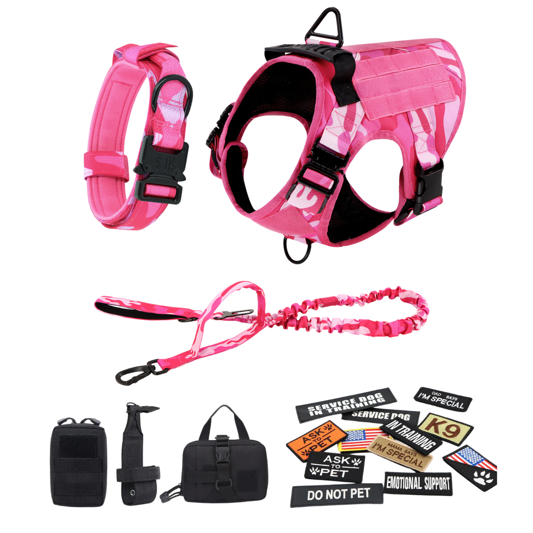 Tactical Dog Harness No-Pull With Front And Back D-Rings Quick-Release Buckles Top Handle Heavy-Duty Training