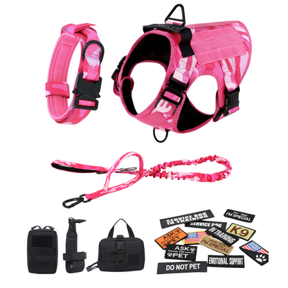 Tactical Dog Harness No-Pull With Front And Back D-Rings Quick-Release Buckles Top Handle Heavy-Duty Training