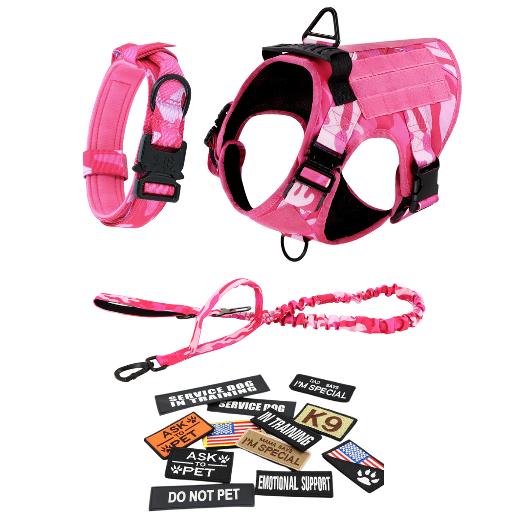 Tactical Dog Harness No-Pull With Front And Back D-Rings Quick-Release Buckles Top Handle Heavy-Duty Training