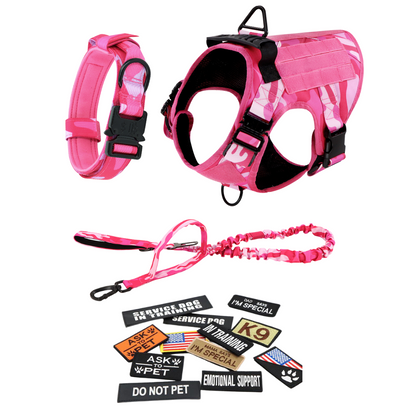 Tactical Dog Harness No-Pull With Front And Back D-Rings Quick-Release Buckles Top Handle Heavy-Duty Training