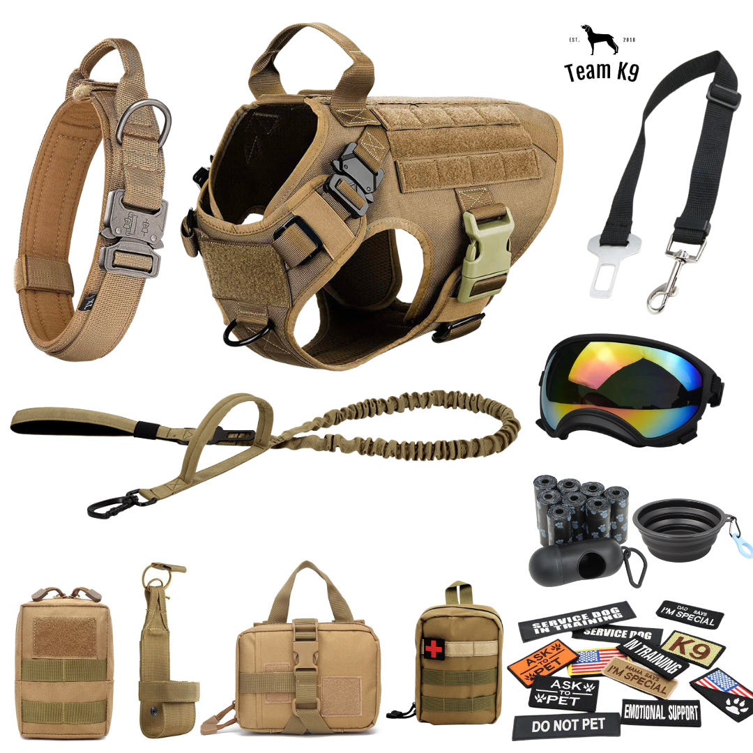 Tactical Dog Harness No-Pull With Front And Back D-Rings Quick-Release Buckles Top Handle Heavy-Duty Training