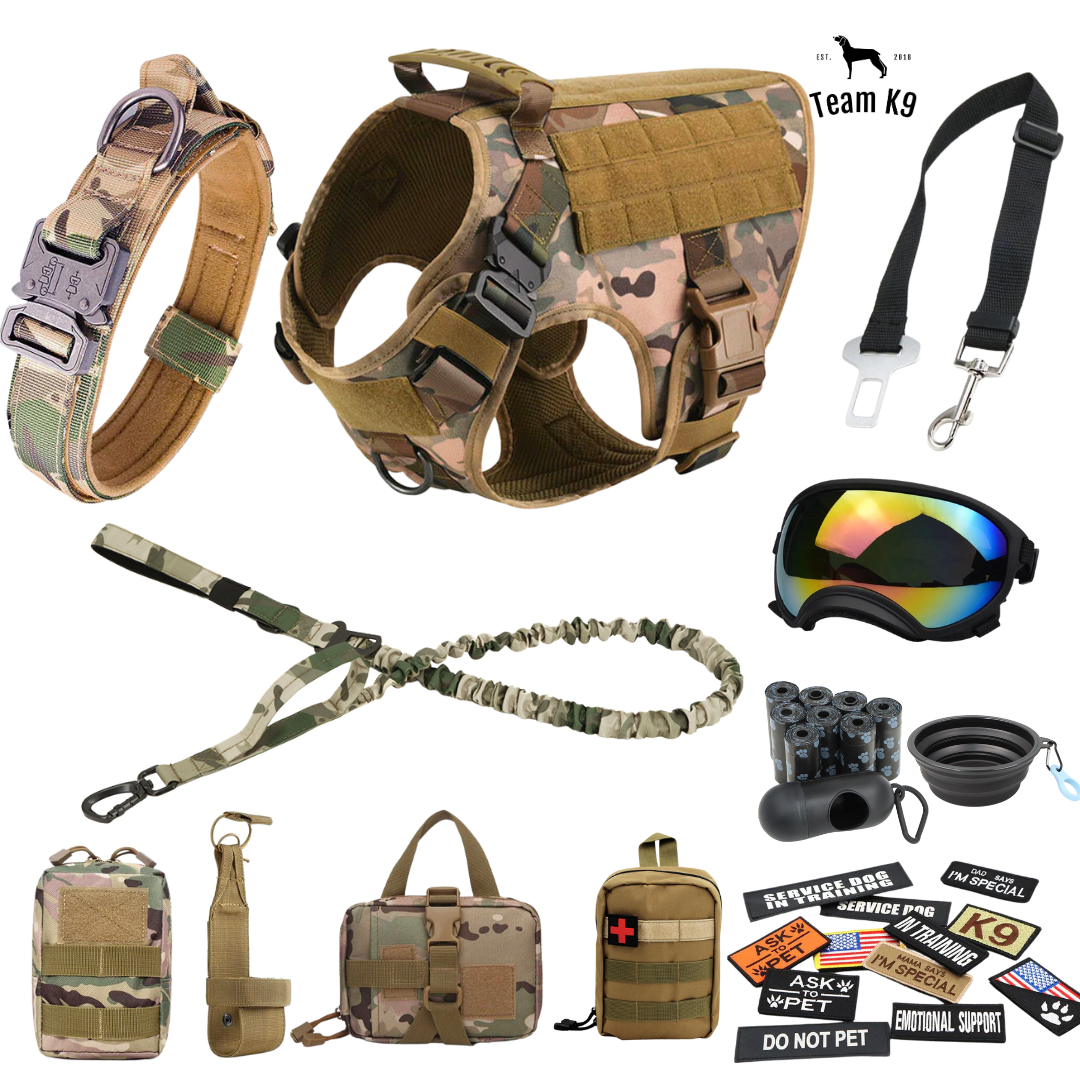 Tactical Dog Harness No-Pull With Front And Back D-Rings Quick-Release Buckles Top Handle Heavy-Duty Training