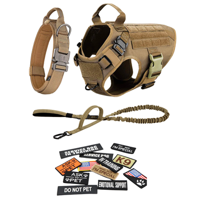 Tactical Dog Harness No-Pull With Front And Back D-Rings Quick-Release Buckles Top Handle Heavy-Duty Training