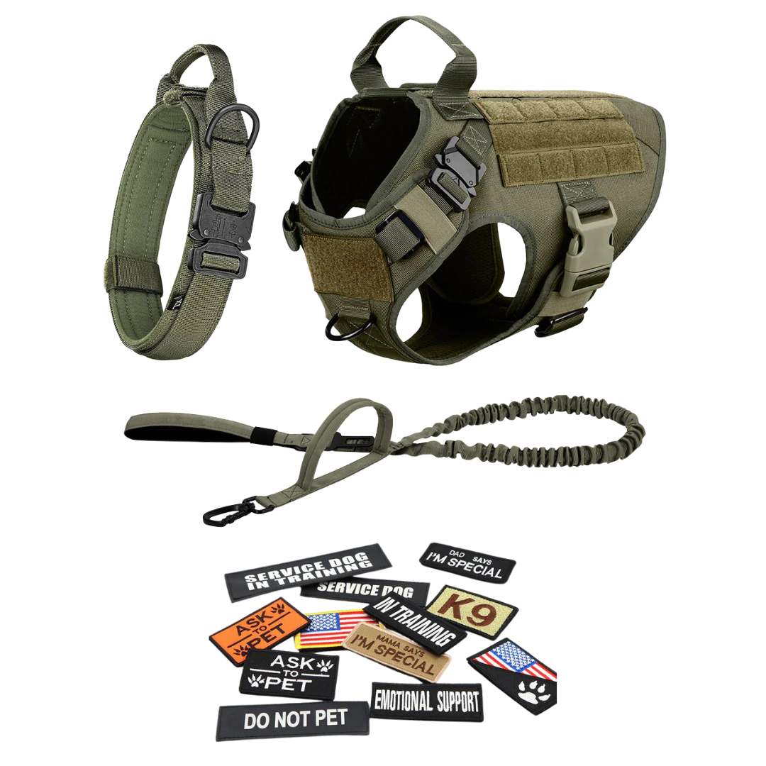 Tactical Dog Harness No-Pull With Front And Back D-Rings Quick-Release Buckles Top Handle Heavy-Duty Training