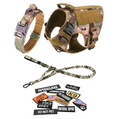 Tactical Dog Harness No-Pull With Front And Back D-Rings Quick-Release Buckles Top Handle Heavy-Duty Training