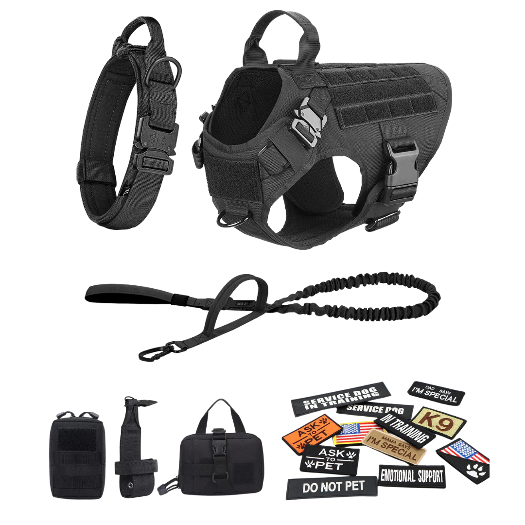 Tactical Dog Harness No-Pull With Front And Back D-Rings Quick-Release Buckles Top Handle Heavy-Duty Training