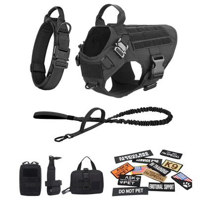 Tactical Dog Harness No-Pull With Front And Back D-Rings Quick-Release Buckles Top Handle Heavy-Duty Training