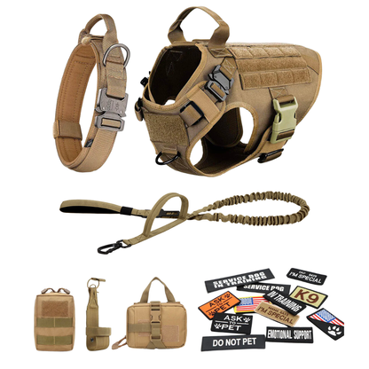 Tactical Dog Harness No-Pull With Front And Back D-Rings Quick-Release Buckles Top Handle Heavy-Duty Training