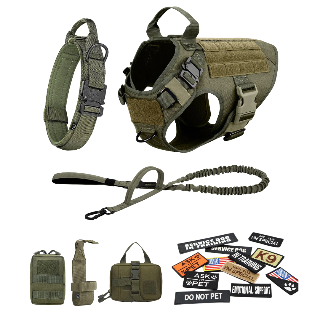 Tactical Dog Harness No-Pull With Front And Back D-Rings Quick-Release Buckles Top Handle Heavy-Duty Training