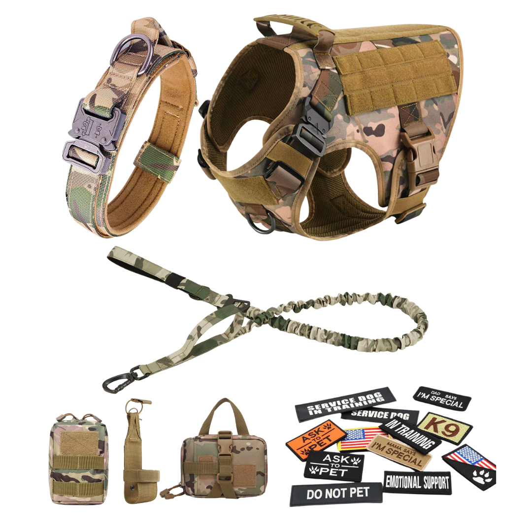 Tactical Dog Harness No-Pull With Front And Back D-Rings Quick-Release Buckles Top Handle Heavy-Duty Training