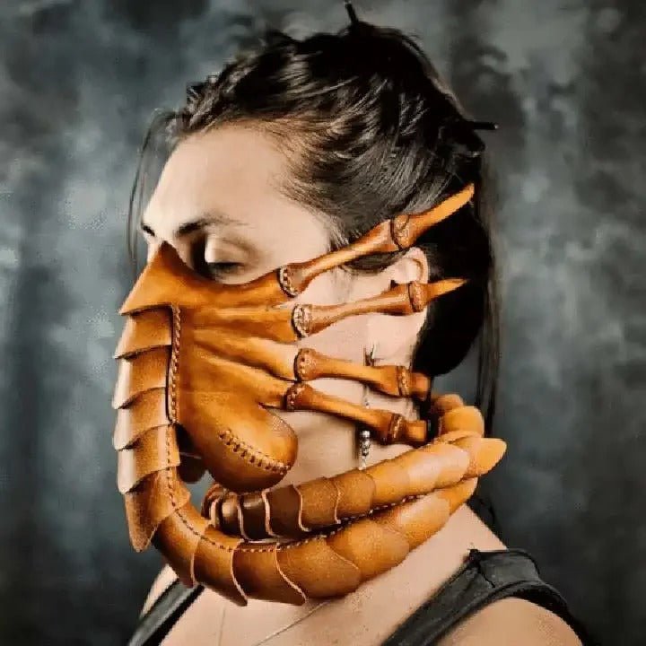 Realistic Half Face Alien Bug Mask - Halloween Costume Scorpion Prop for Cosplay Parties and Scary Events