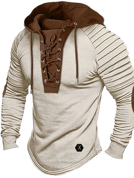 Insulating Men's Pullover - Lace Up Hood, Wool Cashmere
