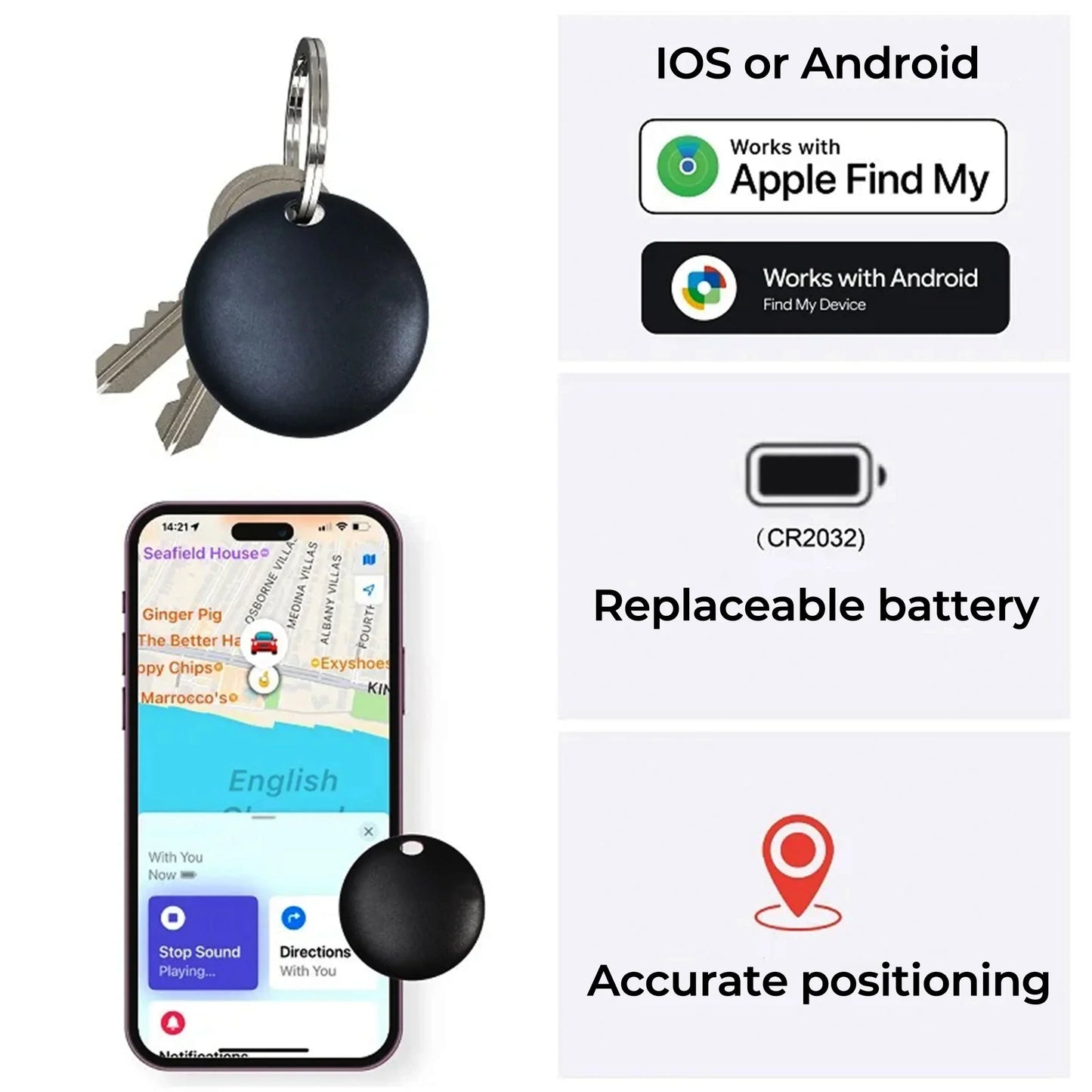 GPS Airtag Tracker Kompakt Iphone Android Ingen Abonnement