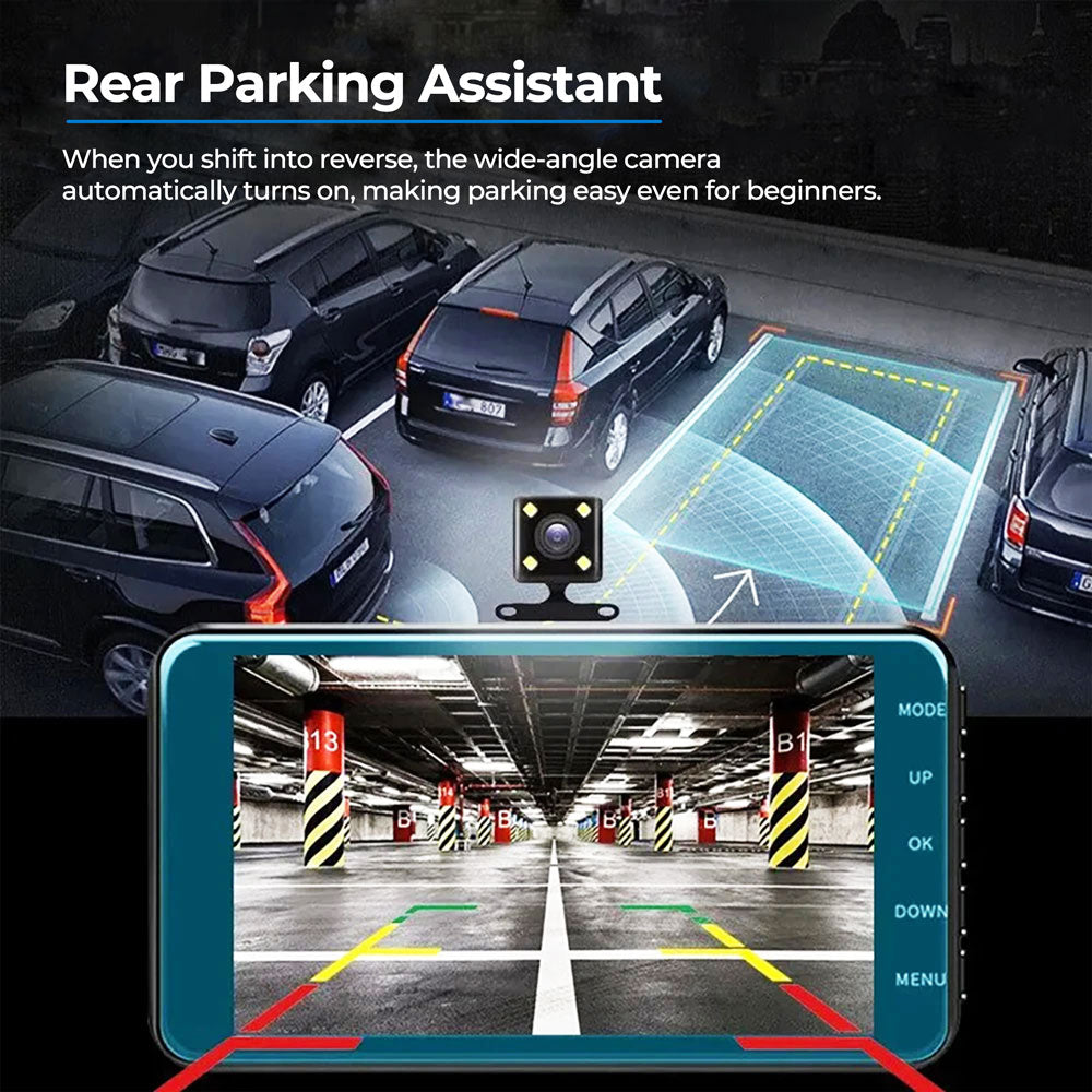Dash Cam Dual UHD con Visione Notturna e Monitoraggio Parcheggio