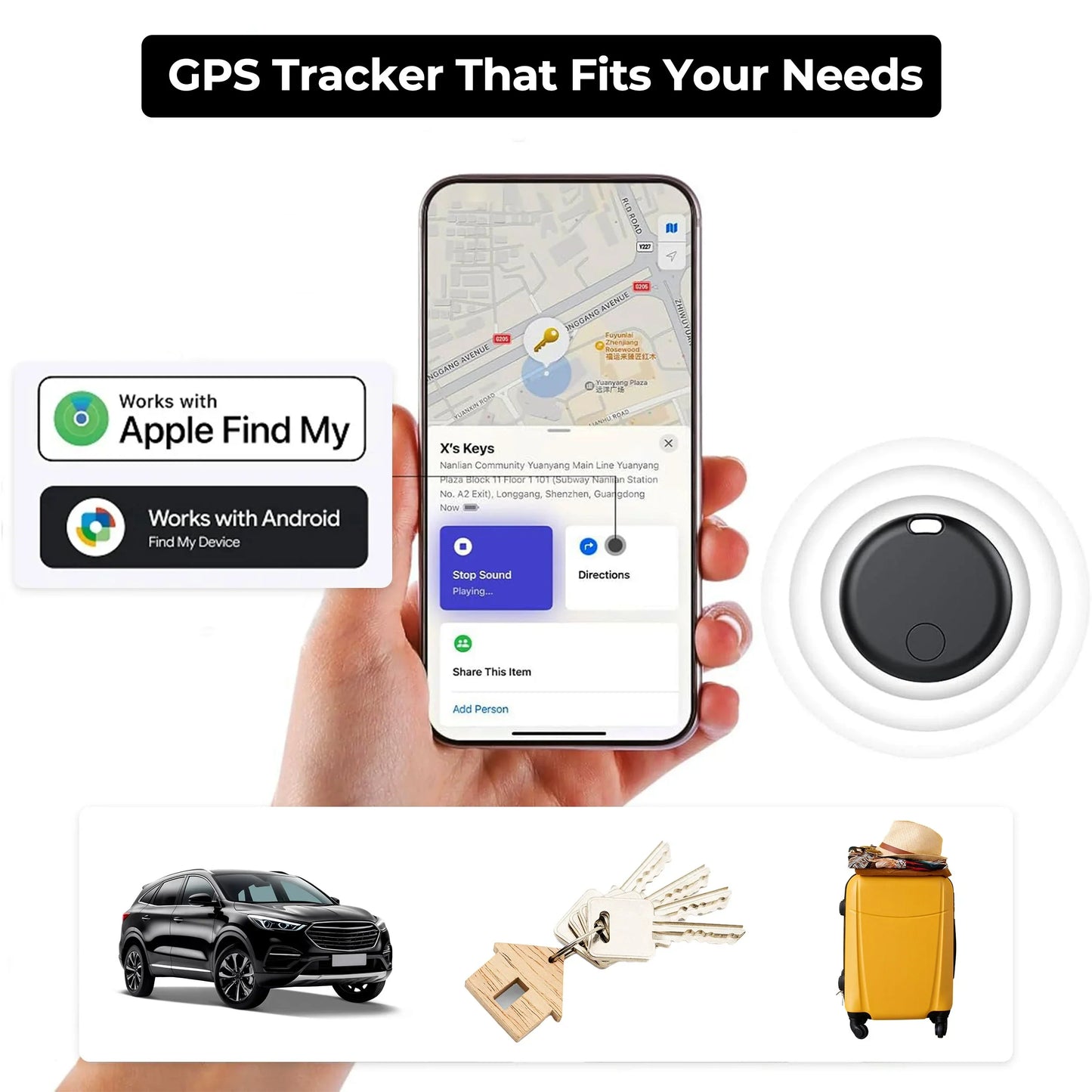GPS Airtag Tracker Kompakt Iphone Android Ingen Abonnement