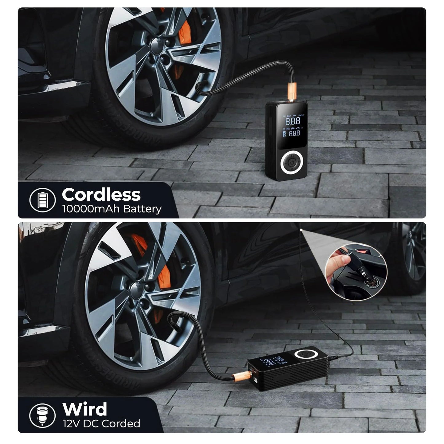 Tire Inflator Portable Digital Pump With Auto Shutoff
