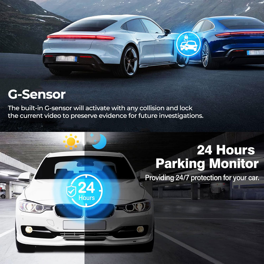 Dash Cam Dual UHD con Visione Notturna e Monitoraggio Parcheggio
