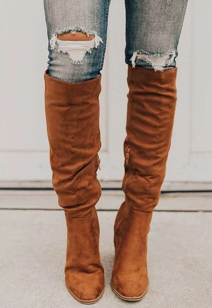 Supportive Women’s Knee Boots - Suede Slouchy, Everyday