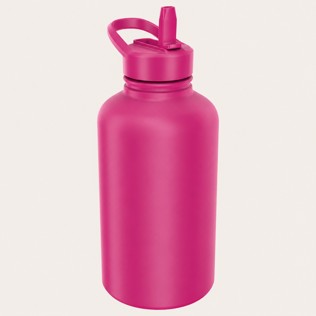 Insulated Water Bottle with Fast-Flow Straw Lid, Leakproof Stainless Steel and Carry Handle