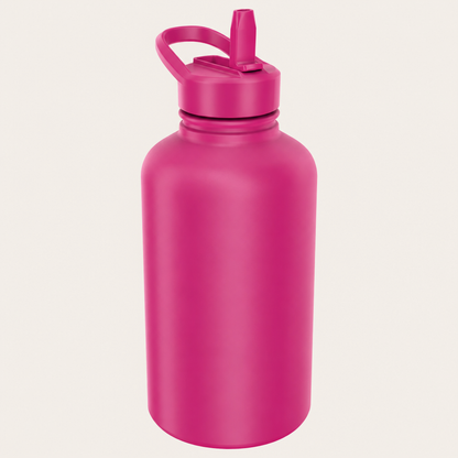 Insulated Water Bottle with Fast-Flow Straw Lid, Leakproof Stainless Steel and Carry Handle
