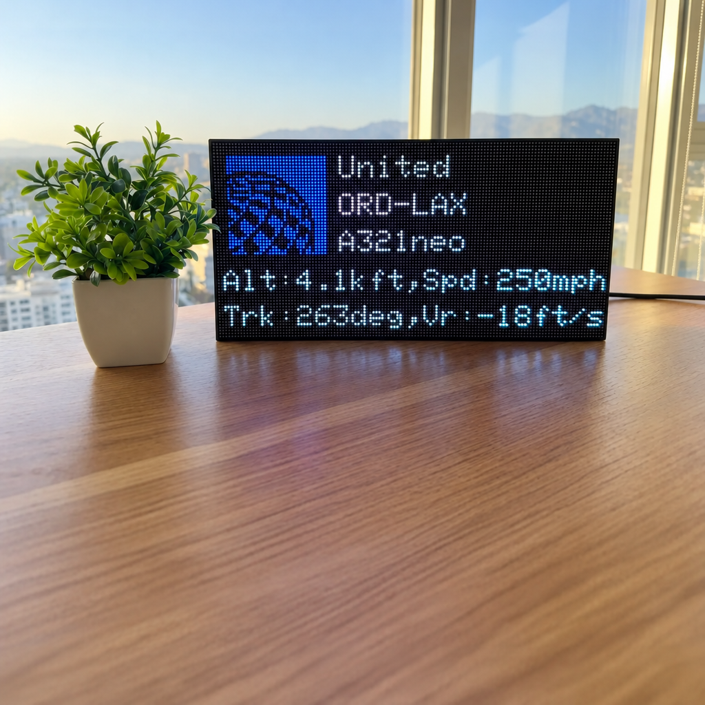 Flight Tracking LED Display with Live Nearby Aircraft Data, Compact 12.6-Inch Tabletop Design