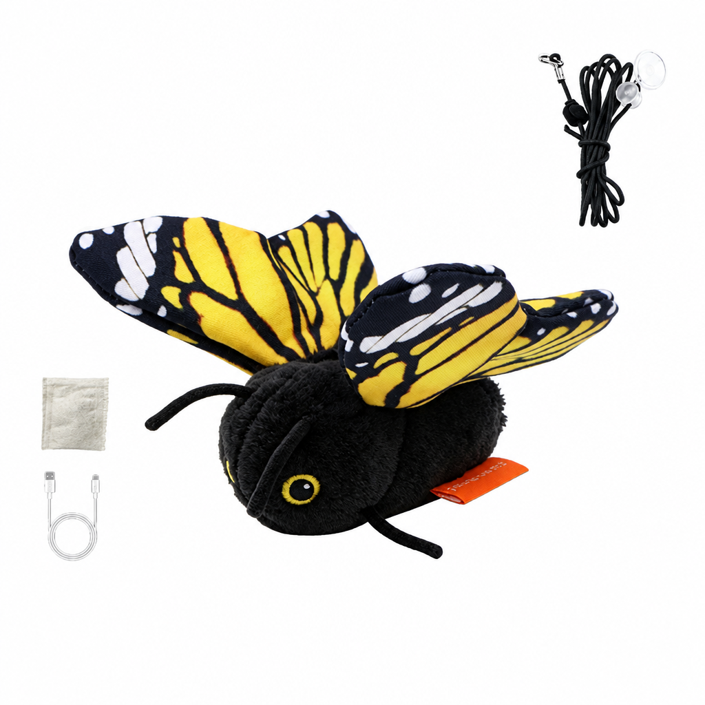 Butterfly Cat Toy with Touch-Activated Flapping, USB Rechargeable for Indoor Play