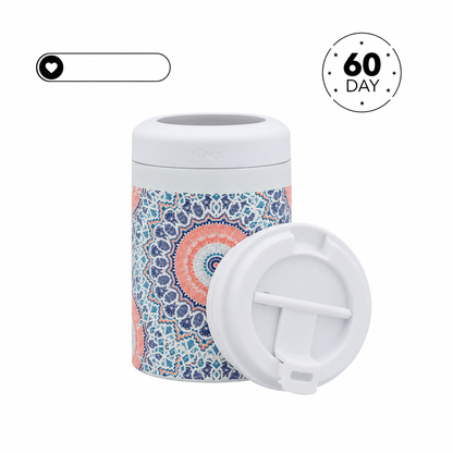 Insulated Can Cooler and Coffee Cup, Recycled Stainless Steel, 325 mL With Coffee Lid