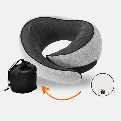 Travel Neck Pillow with Wraparound Design, Mesh Inner Panel and Drawstring Carry Bag