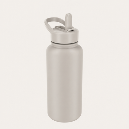 Insulated Water Bottle with Fast-Flow Straw Lid, Leakproof Stainless Steel and Carry Handle