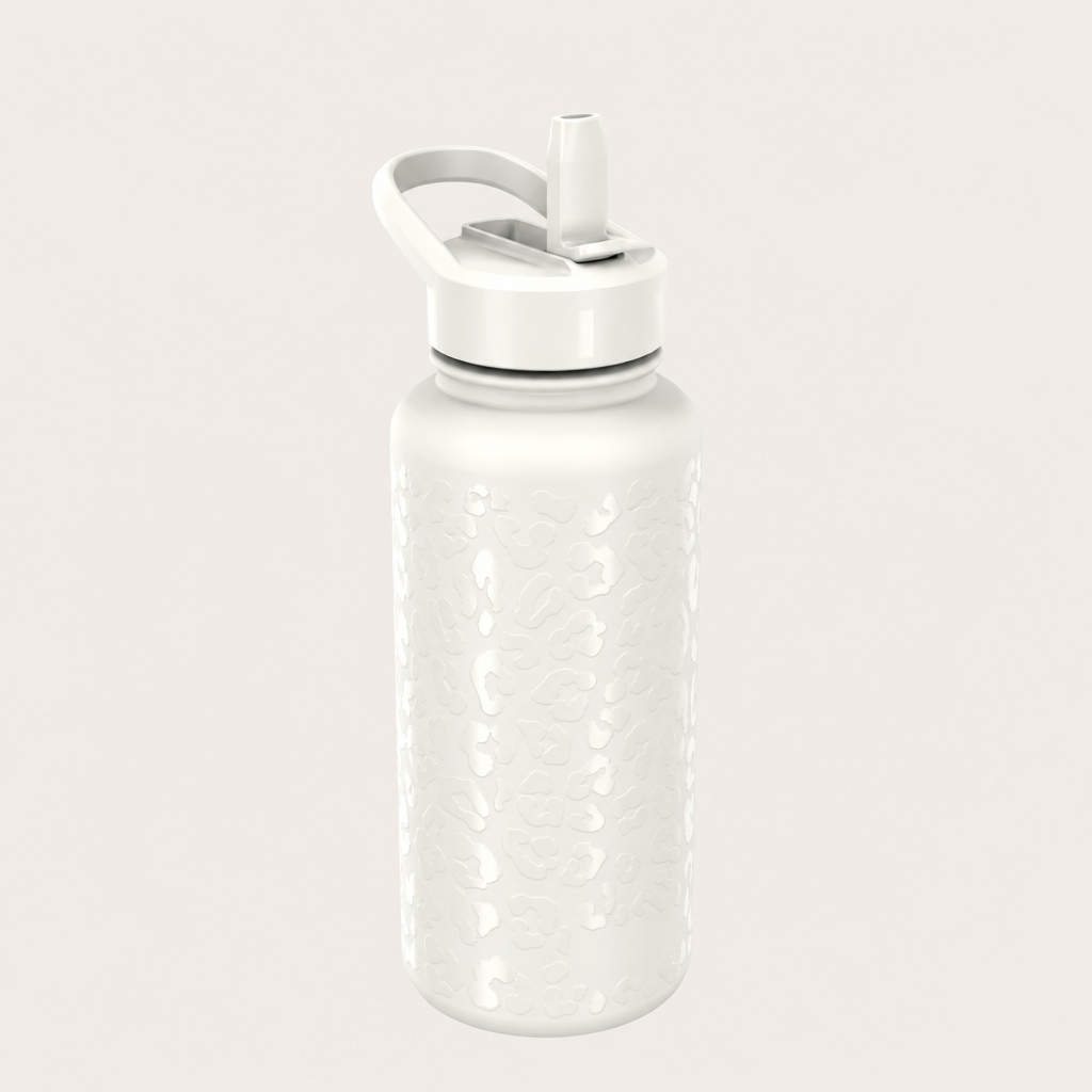 Insulated Water Bottle with Fast-Flow Straw Lid, Leakproof Stainless Steel and Carry Handle