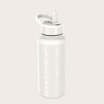 Insulated Water Bottle with Fast-Flow Straw Lid, Leakproof Stainless Steel and Carry Handle