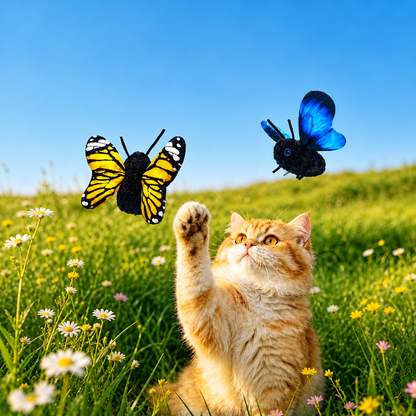 Butterfly Cat Toy with Touch-Activated Flapping, USB Rechargeable for Indoor Play
