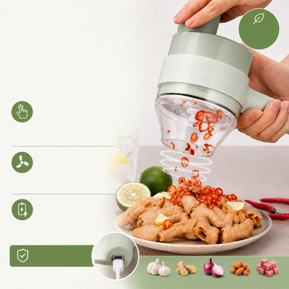 Cordless Food Chopper with Direct-to-Plate Slicing, Mincing Cup and USB-C Charging