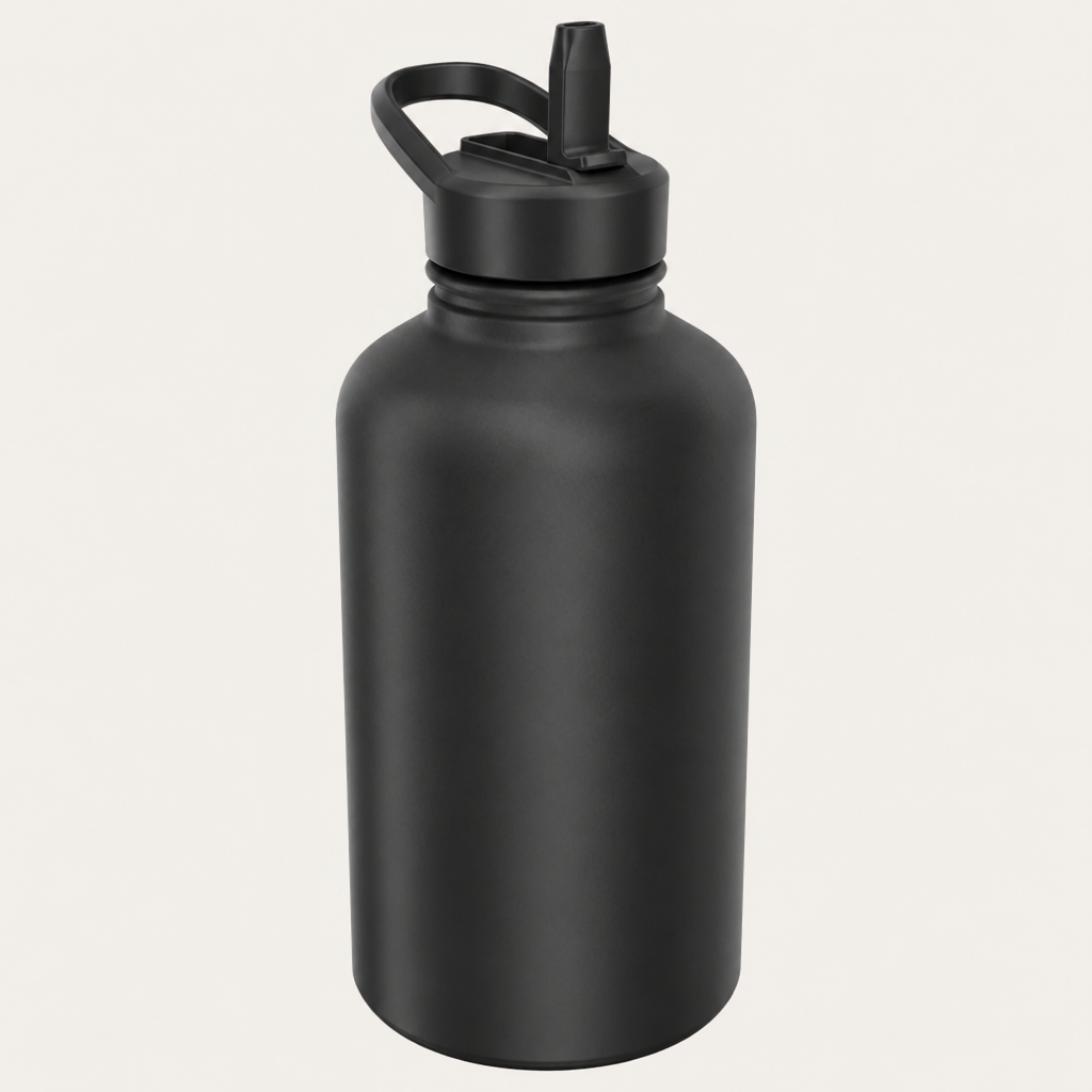 Insulated Water Bottle with Fast-Flow Straw Lid, Leakproof Stainless Steel and Carry Handle