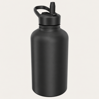 Insulated Water Bottle with Fast-Flow Straw Lid, Leakproof Stainless Steel and Carry Handle