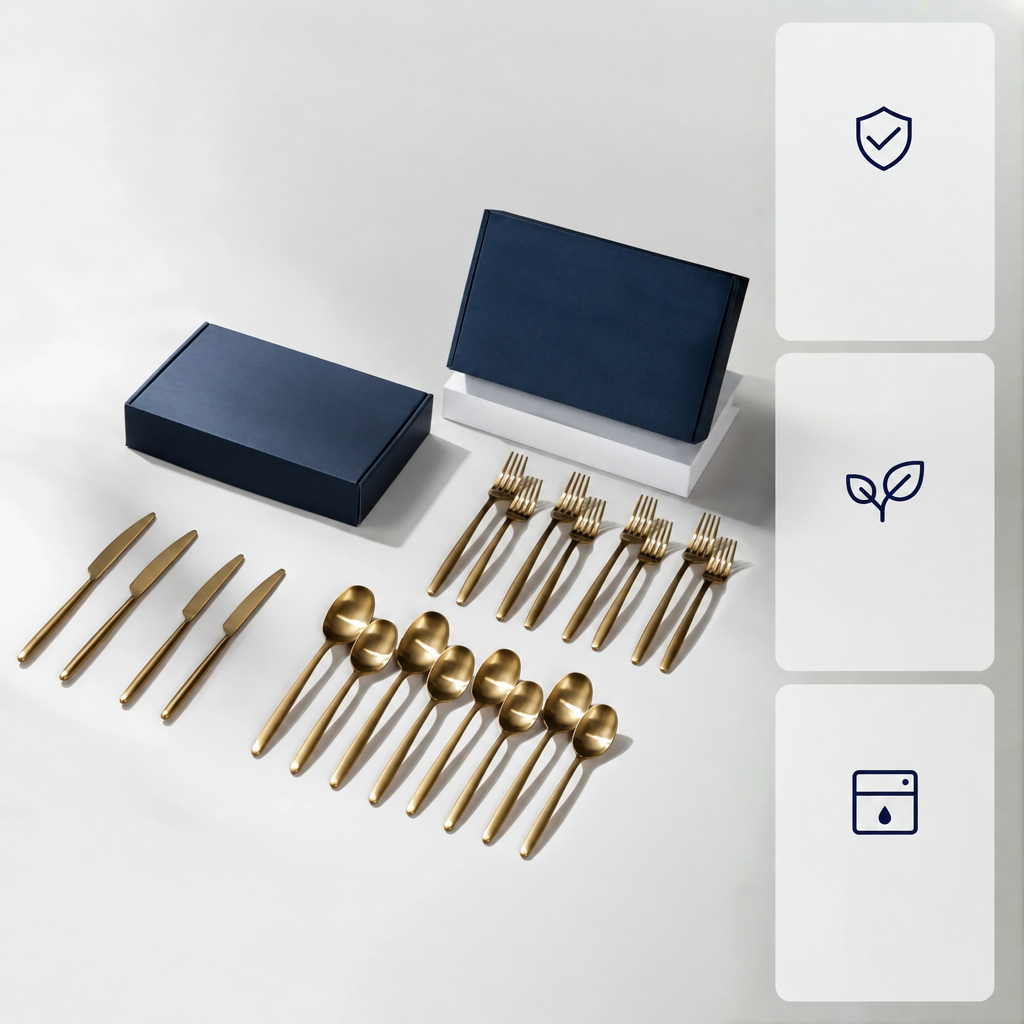 Flatware Set with Weighted Handles, 18/10 Stainless Steel, Dishwasher Safe for Everyday Dining