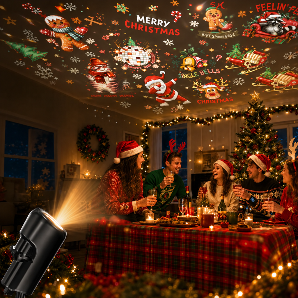 Christmas Light Projector with 10 Scene Sheets, USB Powered, 360° Adjustable Projection, 5V 3W