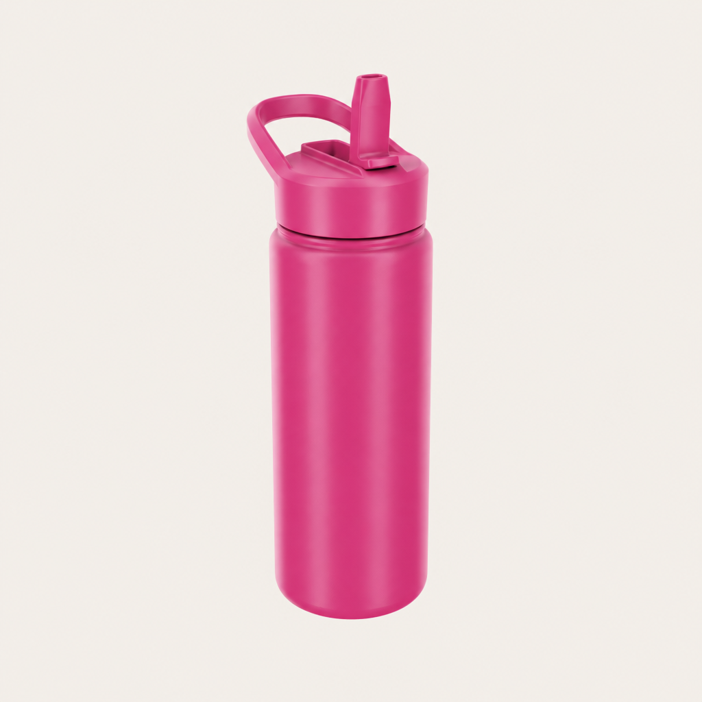 Insulated Water Bottle with Fast-Flow Straw Lid, Leakproof Stainless Steel and Carry Handle