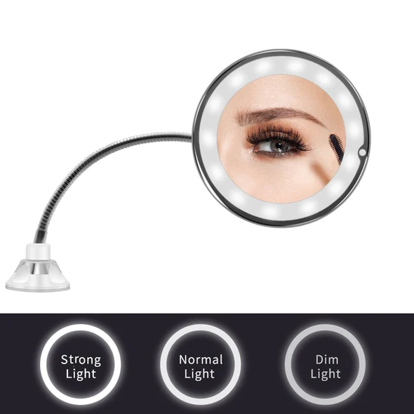 10X Magnifying Mirror LED Lighted Flexible Gooseneck Vanity for Close Up Makeup Fall 2025 Gift