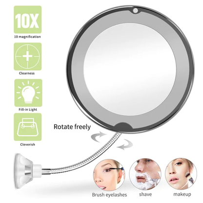 10X Magnifying Mirror LED Lighted Flexible Gooseneck Vanity for Close Up Makeup Fall 2025 Gift